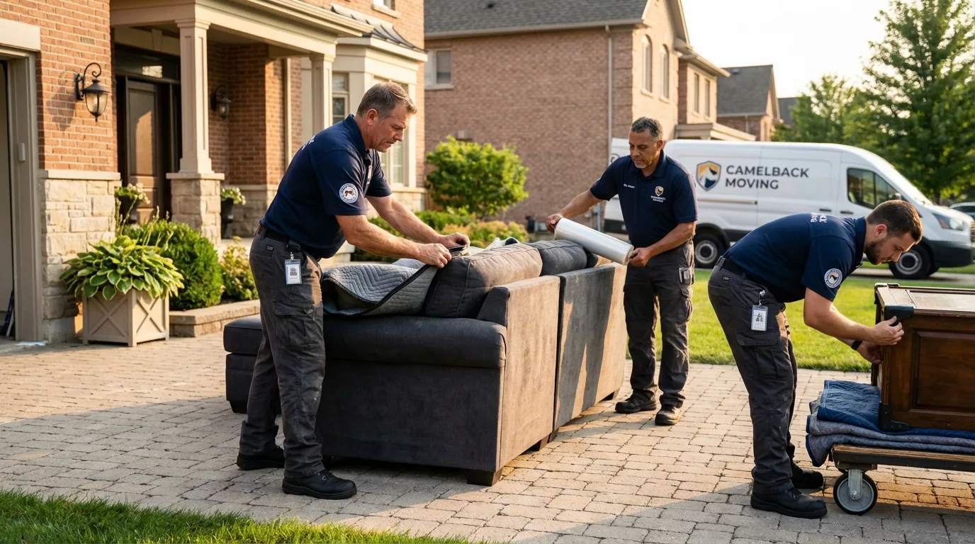 Large estate moving crew wrapping furniture in Reedsburg, WI