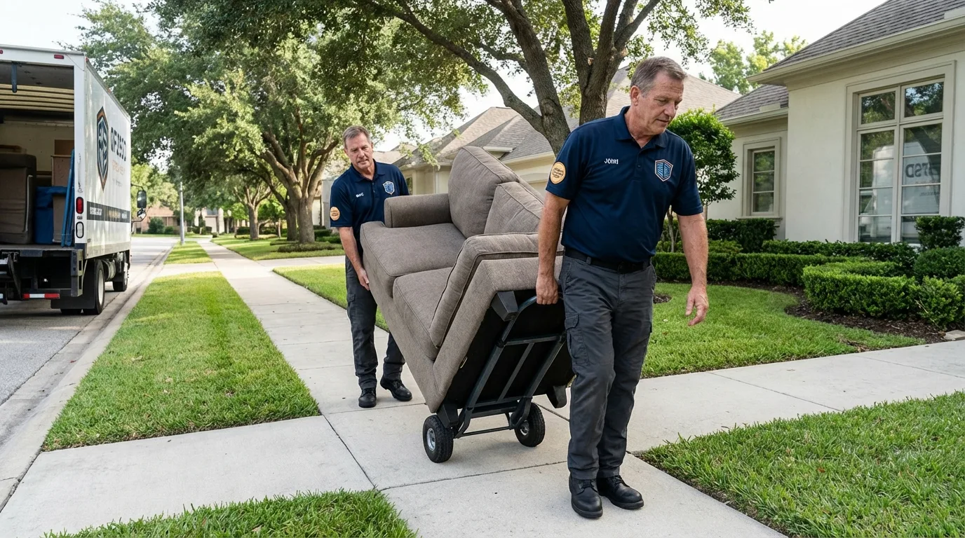 Local residential moving crew loading furniture in Reedsburg, WI